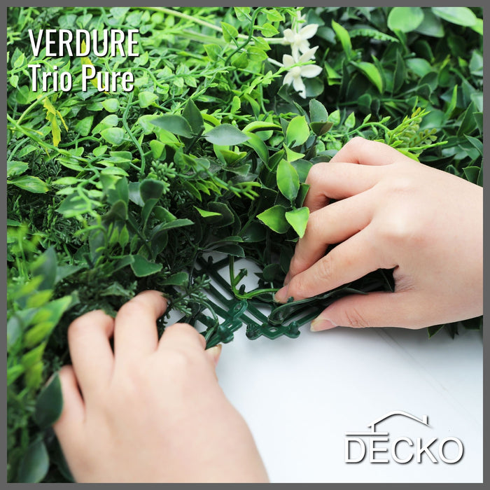 Artificial Plants Green Wall Panel - TRIO PURE - Box of 3 Panels - 1000x1000mm | DECKO VERDURE (3 m² /box)