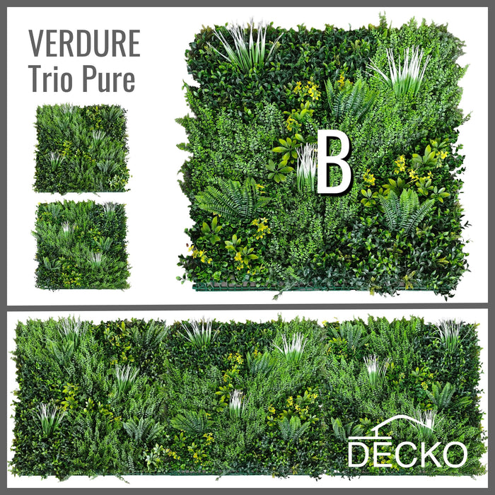 Artificial Plants Green Wall Panel - TRIO PURE - Box of 3 Panels - 1000x1000mm | DECKO VERDURE (3 m² /box)