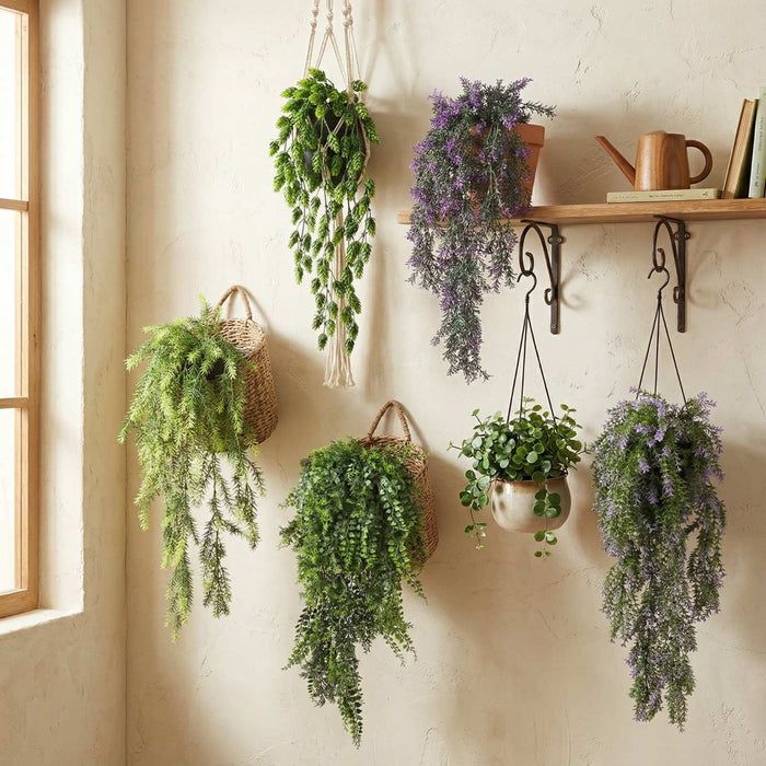 Artificial Hanging Plants - <b>VIOLA</b> Collection (6 different plants) | DECKO Verdure Babylon Cascades