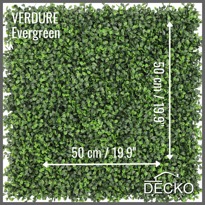Artificial Plants Green Wall Panel - EVERGREEN - 500x500mm | DECKO VERDURE (0.25 m² panel)