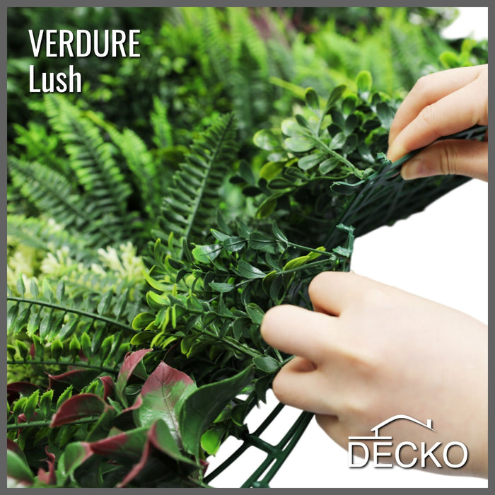 Artificial Plants Green Wall Panel - LUSH - One Panel 1000x1000mm | DECKO VERDURE (1 m² panel)