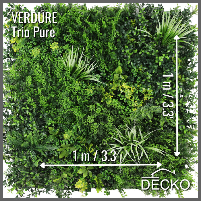 Artificial Plants Green Wall Panel - TRIO PURE - Box of 3 Panels - 1000x1000mm | DECKO VERDURE (3 m² /box)