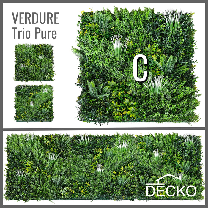 Artificial Plants Green Wall Panel - TRIO PURE - Box of 3 Panels - 1000x1000mm | DECKO VERDURE (3 m² /box)