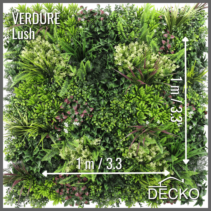 Artificial Plants Green Wall Panel - LUSH - One Panel 1000x1000mm | DECKO VERDURE (1 m² panel)