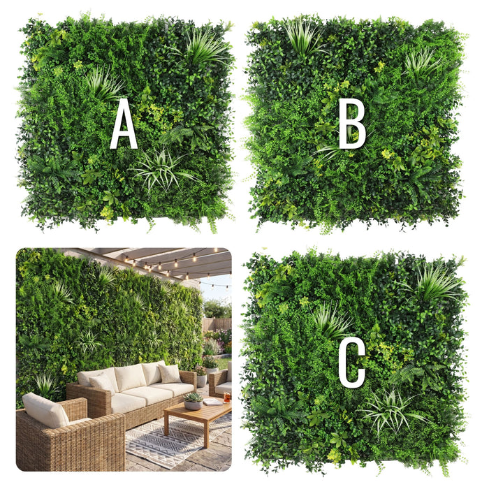 Artificial Plants Green Wall Panel - TRIO PURE - Box of 3 Panels - 1000x1000mm | DECKO VERDURE (3 m² /box)