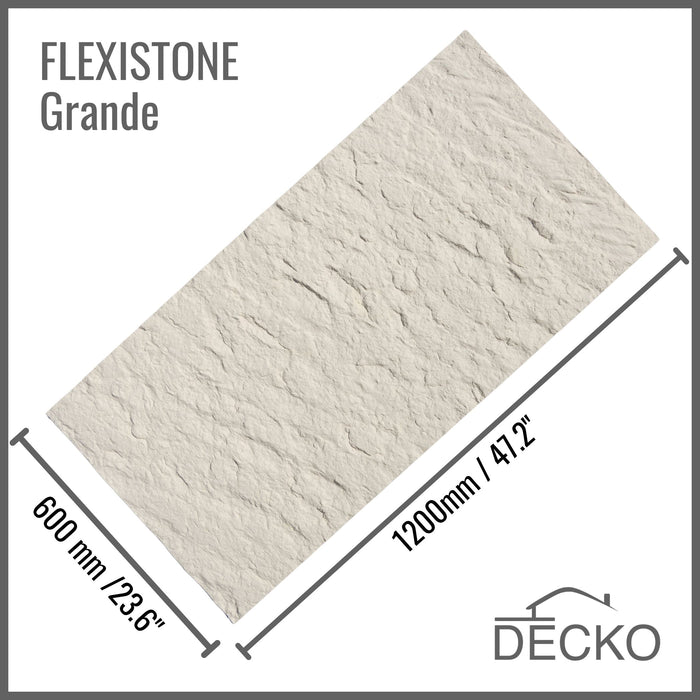 Flexible 3D Stone Wall Panels - GRANDE BIANCO - Box of 5 serial panels (1200x600mm) 3.6m² coverage | DECKO Flexistone