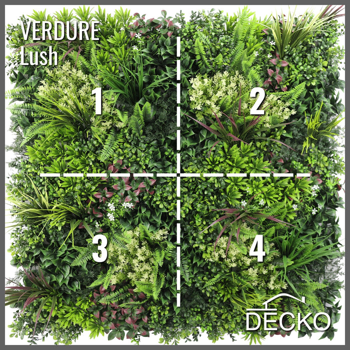 Artificial Plants Green Wall Panel - LUSH - One Panel 1000x1000mm | DECKO VERDURE (1 m² panel)
