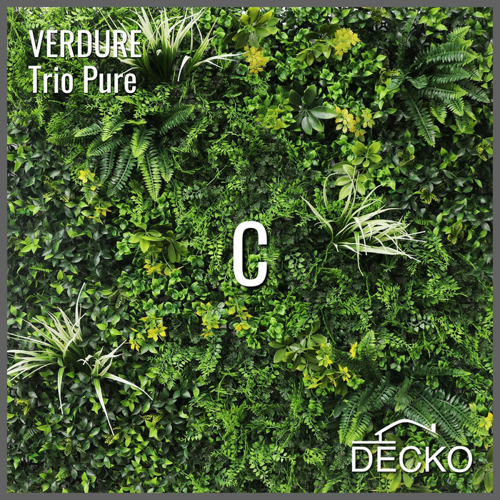 Artificial Plants Green Wall Panel - TRIO PURE - Box of 3 Panels - 1000x1000mm | DECKO VERDURE (3 m² /box)