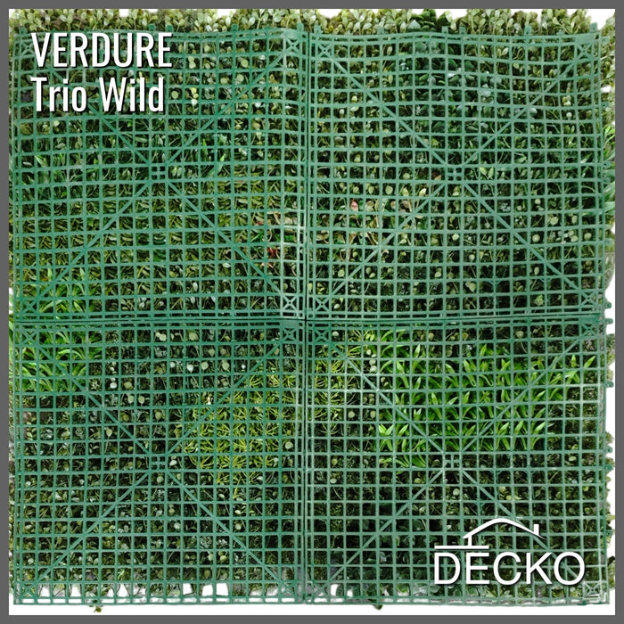 Artificial Plants Green Wall Panel - TRIO WILD - Box of 3 Panels - 1000x1000mm | DECKO VERDURE (3 m² /Box)