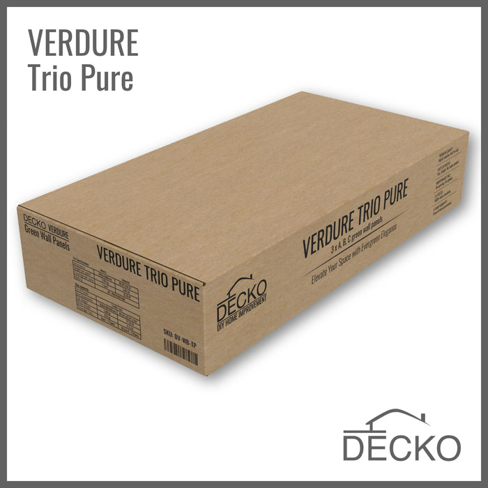 Artificial Plants Green Wall Panel - TRIO PURE - Box of 3 Panels - 1000x1000mm | DECKO VERDURE (3 m² /box)