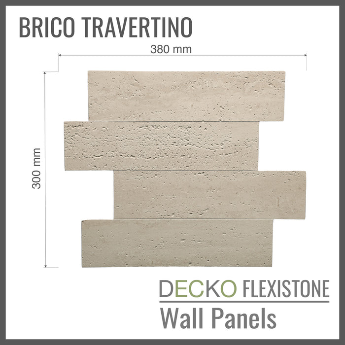 DECKO Flexistone Wall Panels - <b>BRICO TRAVERTINO</b> - Box of 12 Interlocking Peel-and-Stick Panels