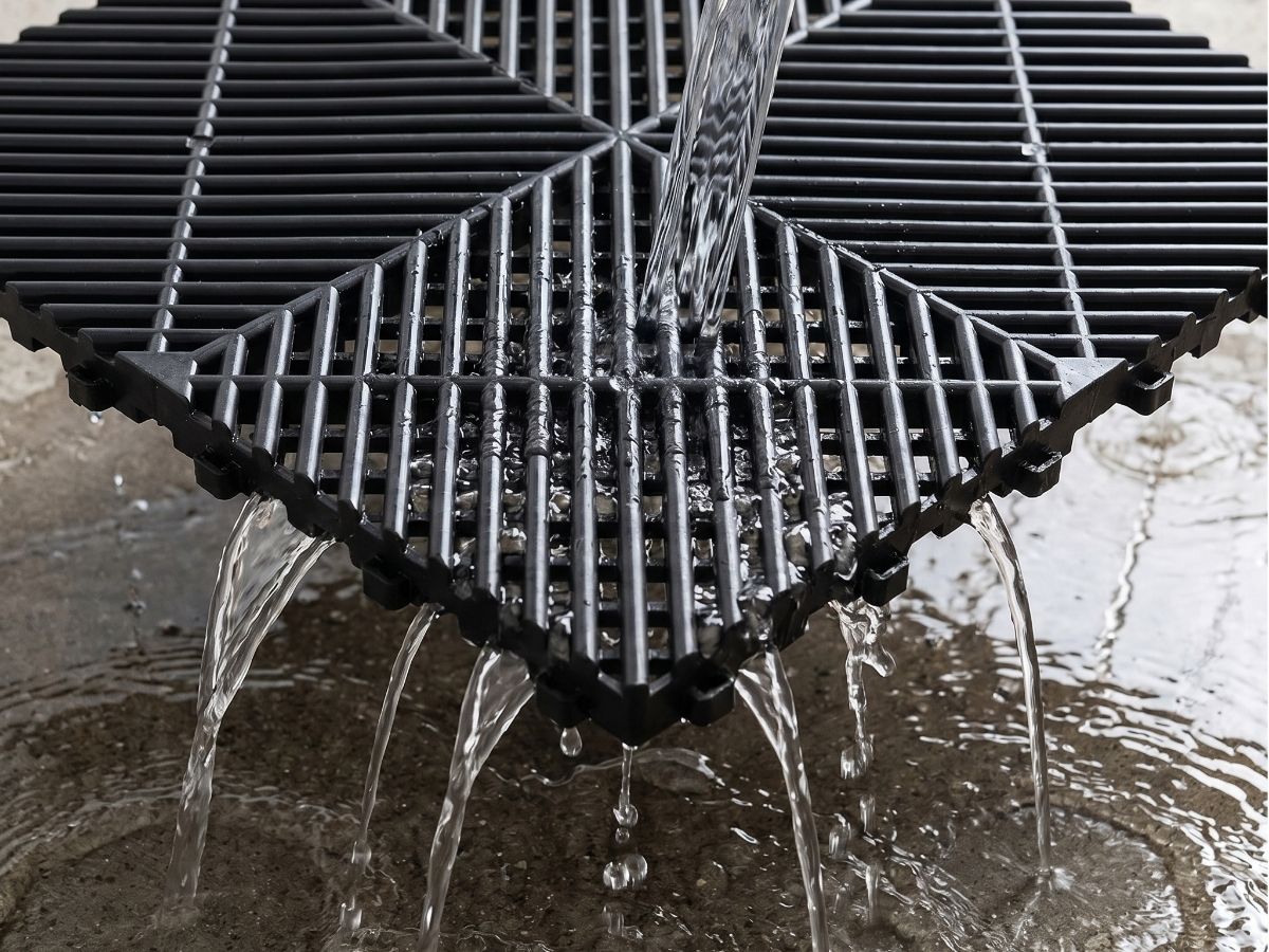 Water drains away