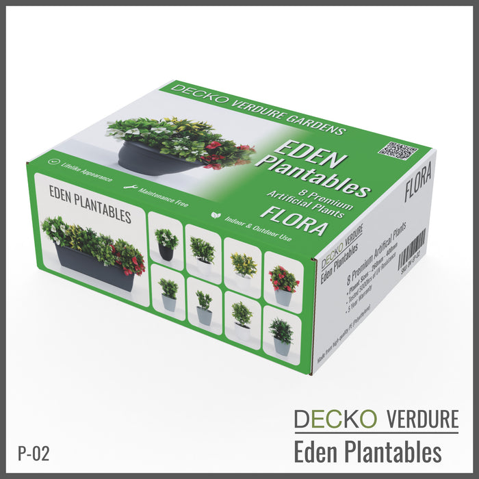 DECKO Verdure Eden Plantables - FLORA - Collection of 8 individual Artificial Plantable Plants