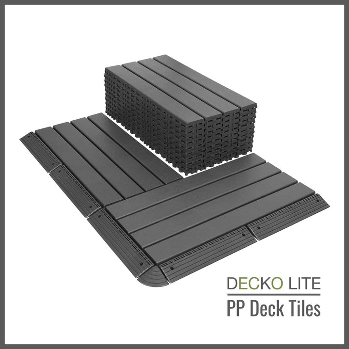 Deck Tiles - <b>GREYSLAT</b> - Interlocking PP Flooring, with Recycled Premium Polypropylene | DECKO Lite (608x304x20 mm tile) - (One Piece)
