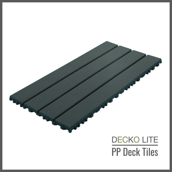 Deck Tiles - <b>GREYSLAT</b> - Interlocking PP Flooring, with Recycled Premium Polypropylene | DECKO Lite (608x304x20 mm tile) - (One Piece)
