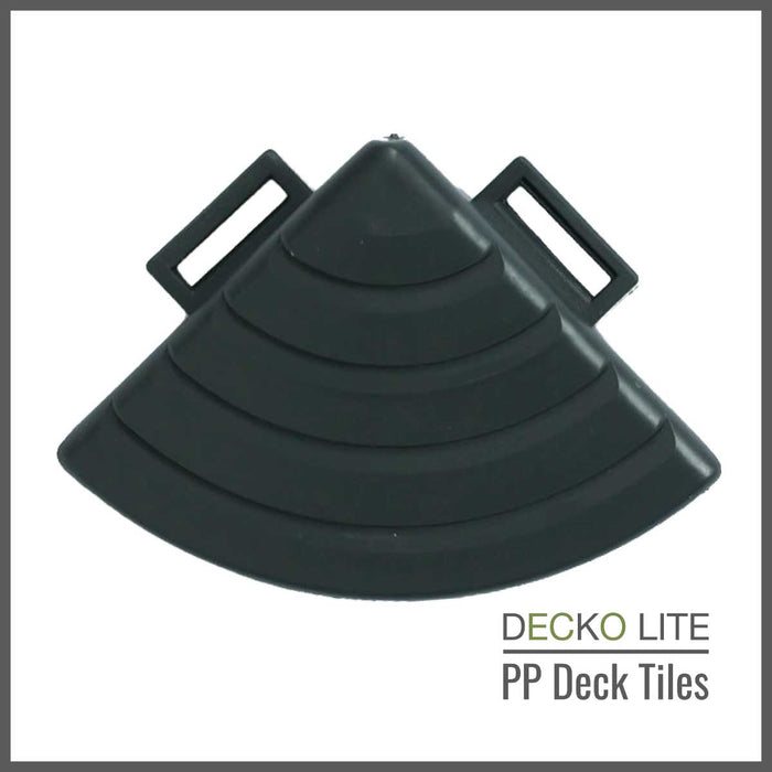 Deck Tiles <b>Corner Ramp Edge</b> for Interlocking PP Flooring | DECKO Lite (60x60x20 mm) - Premium, with Recycled Polypropylene (One Piece)