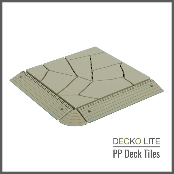 Deck Tiles <b>Ramp Edge</b> for Interlocking PP Flooring | DECKO Lite (304x60x20 mm) - Premium, with Recycled Polypropylene (One Piece)