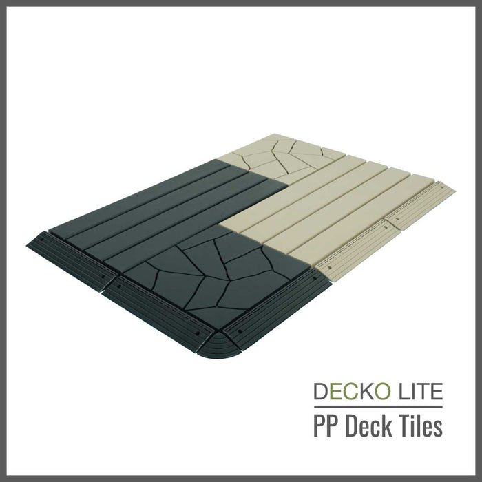 Deck Tiles <b>Ramp Edge</b> for Interlocking PP Flooring | DECKO Lite (304x60x20 mm) - Premium, with Recycled Polypropylene (One Piece)