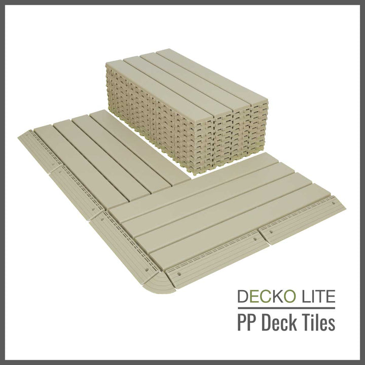 Deck Tiles - <b>BEIGESLAT</b> - Interlocking PP Flooring, with Recycled Premium Polypropylene | DECKO Lite (608x304x20 mm tile) - (One Piece)