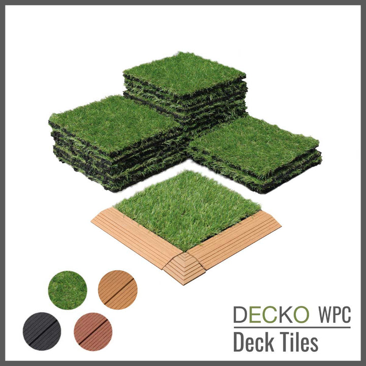 <b>Artificial Grass Tiles</b> - Premium Interlocking Turf | DECKO (300x300x20 mm tile) - (One Piece)