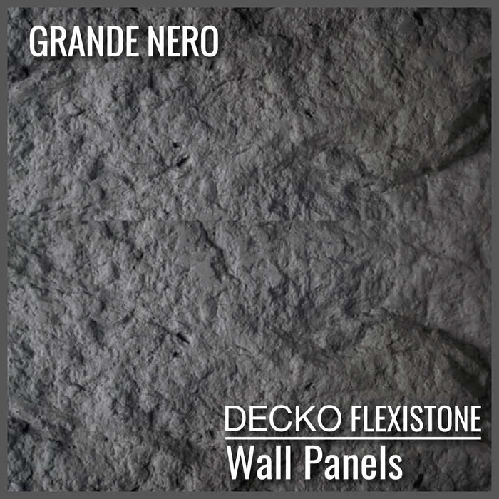 Flexible 3D Stone Wall Panels - GRANDE NERO - Box of 5 serial panels (1200x600mm) 3.6m² coverage | DECKO Flexistone