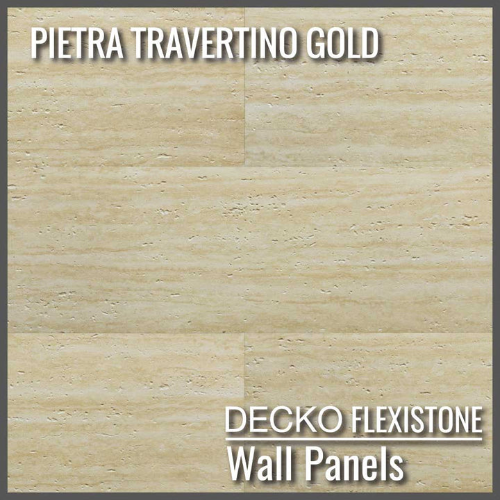Flexible 3D Stone Wall Panels - PIETRA TRAVERTINO GOLD - Box of 16 panels (900x300mm) 4.32m² coverage | DECKO Flexistone