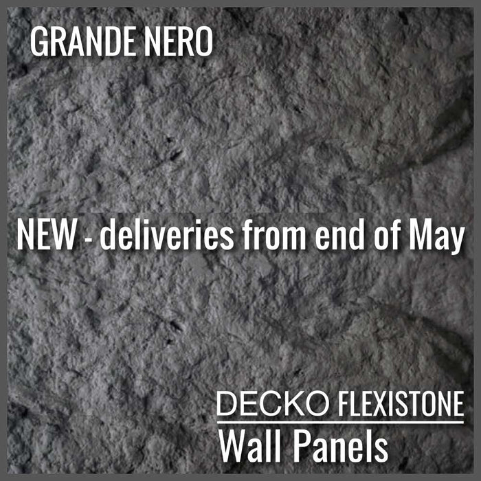 Flexible 3D Stone Wall Panels - GRANDE NERO - Box of 5 serial panels (1200x600mm) 3.6m² coverage | DECKO Flexistone
