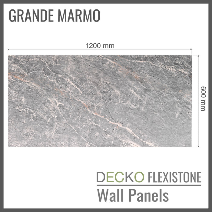 DECKO Flexistone Wall Panels - <b>GRANDE MARMO</b> - Box of 5 1200x600mm Panels