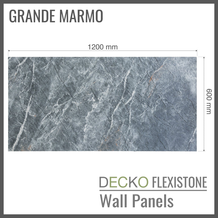 Flexible 3D Stone Wall Panels - GRANDE MARMO - Box of 5 serial panels (1200x600mm) 3.6m² coverage | DECKO Flexistone