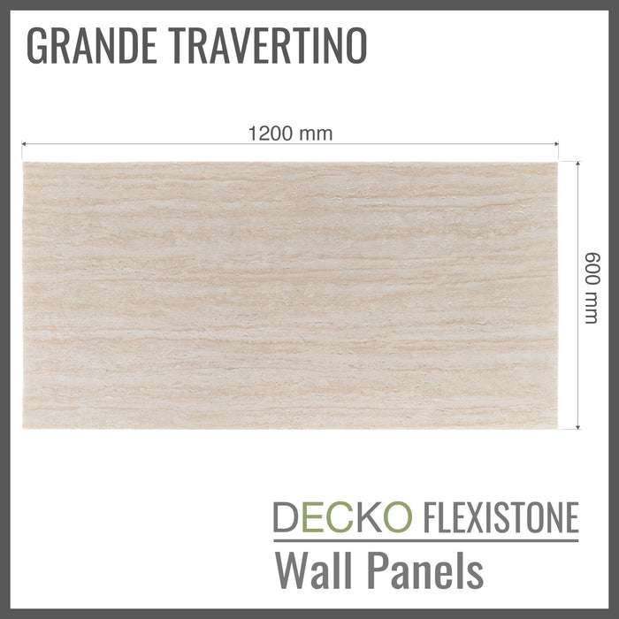 DECKO Flexistone Wall Panels - <b>GRANDE TRAVERTINO</b> - Box of 1200x600mm flexible stone panels
