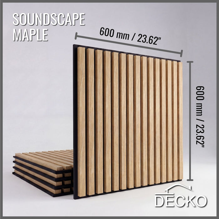 Acoustic Sound Dampening Wall Panels - MAPLE Square - box of 5 panels (600x600mm) 1.8 m² coverage | DECKO SOUNDSCAPE