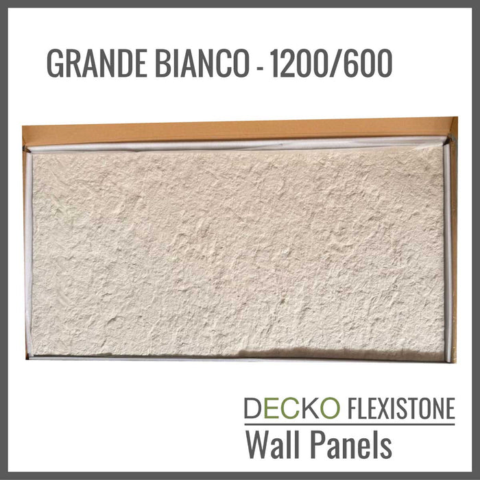 DECKO Flexistone Wall Panels - <b>GRANDE BIANCO</b> - Box of 5 panels 1200x600mm