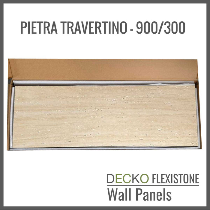 DECKO Flexistone Wall Panels - <b>PIETRA TRAVERTINO</b> - Box of 300x900mm flexible stone panels