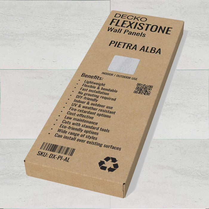 DECKO Flexistone Wall Panels - <b>PIETRA ALBA</b> - Box of 16 Panels 900x300mm