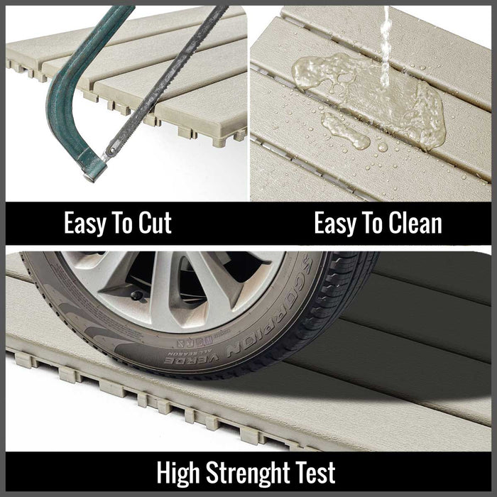 DECKO Lite PP Deck Tiles - <b>BEIGESLAT</b> - 608x304mm - Premium, 100% Recycled Polypropylene (Price/Tile)