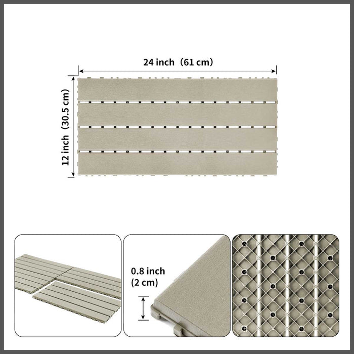 DECKO Lite PP Deck Tiles - <b>BEIGESLAT</b> - 608x304mm - Premium, 100% Recycled Polypropylene (Price/Tile)