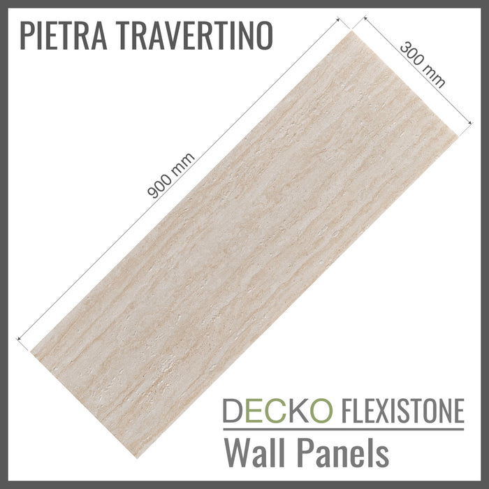 DECKO Flexistone Wall Panels - <b>PIETRA TRAVERTINO</b> - Box of 300x900mm flexible stone panels