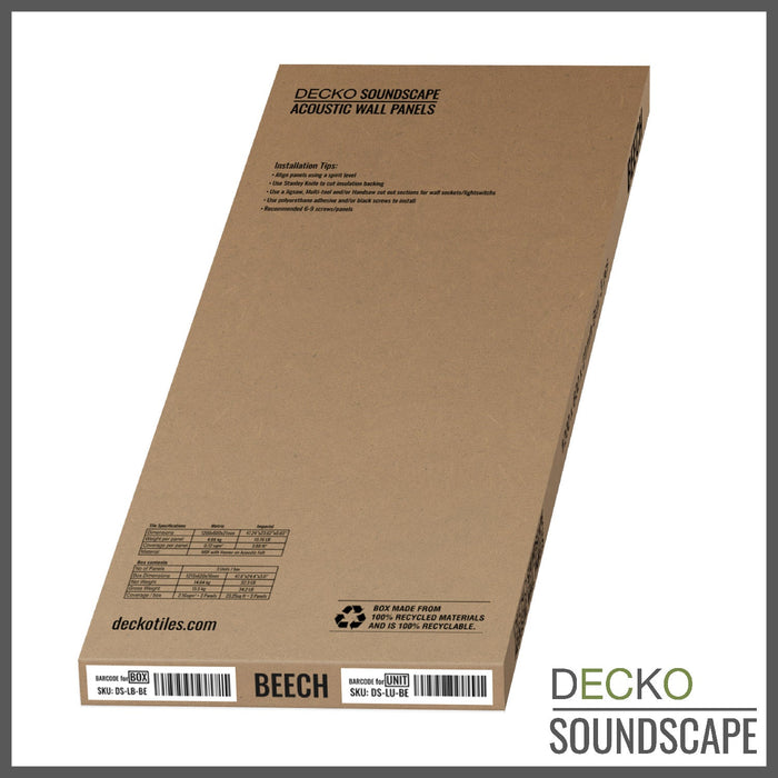 DECKO <b>SOUNDSCAPE</b> Acoustic Wall - <b>BEECH</b> - Long - Price/Box of 3 Panels