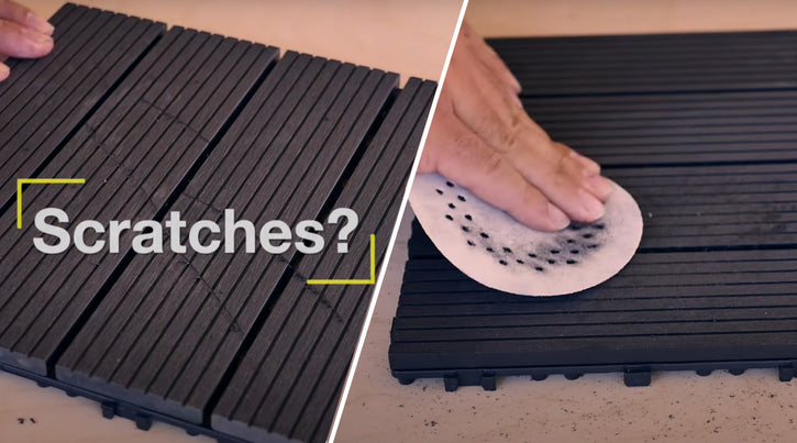 Sanding out scratches from decking tiles