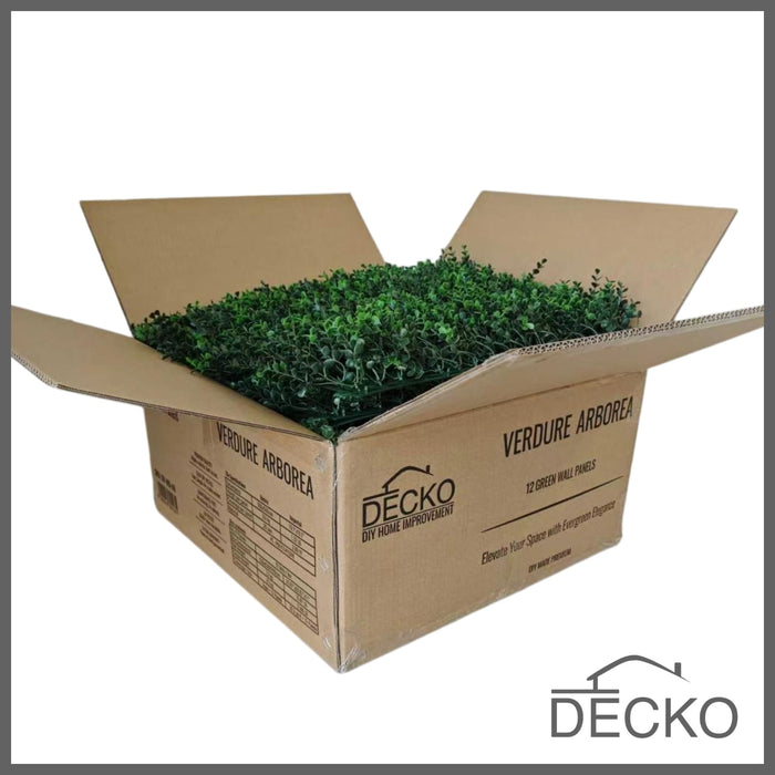Artificial Plants Green Wall Panel - ARBOREA - Box of 12 panels - 500x500mm | DECKO VERDURE (0.25 m² panel)