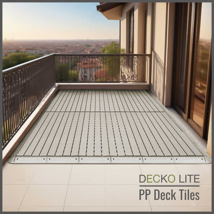 DECKO Lite PP Deck Tiles - <b>BEIGESLAT</b> - 608x304mm - Premium, 100% Recycled Polypropylene (Price/Tile)