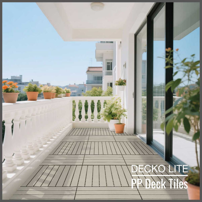 DECKO Lite PP Deck Tiles - <b>BEIGESLAT</b> - 608x304mm - Premium, 100% Recycled Polypropylene (Price/Tile)