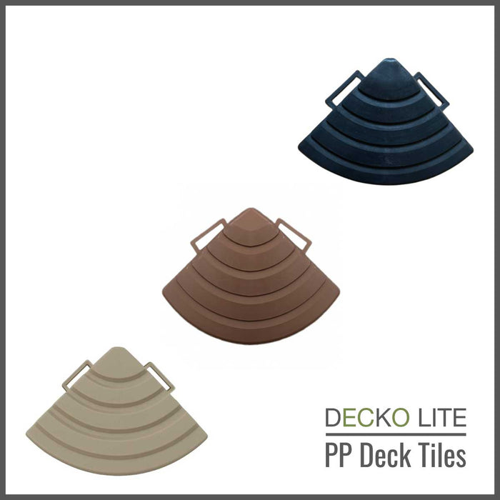 Deck Tiles Corner Ramp Edge for Interlocking PP Flooring | DECKO Lite (60x60x20 mm) - High End Polypropylene | 100% Recyclable