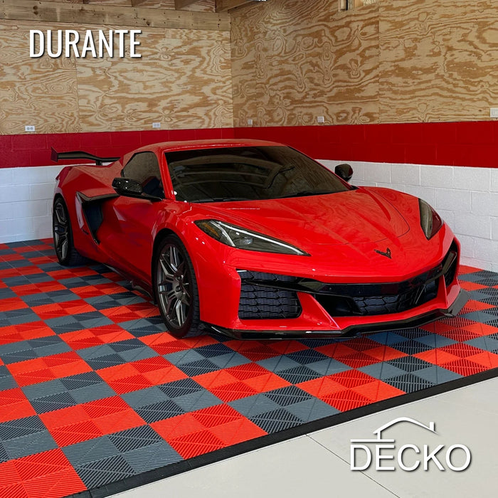 Garage Tile - RED - Interlocking PP Flooring - High End Polypropylene | 100% Recyclable | DECKO DURANTE (400x400x18 mm tile)