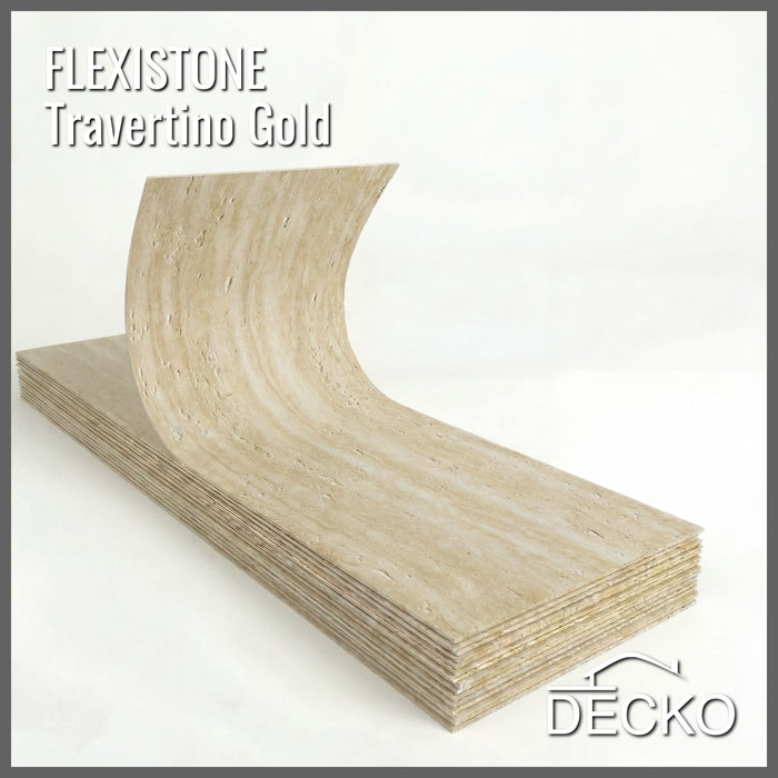 Flexible 3D Stone Wall Panels - PIETRA TRAVERTINO GOLD - Box of 16 panels (900x300mm) 4.32m² coverage | DECKO Flexistone