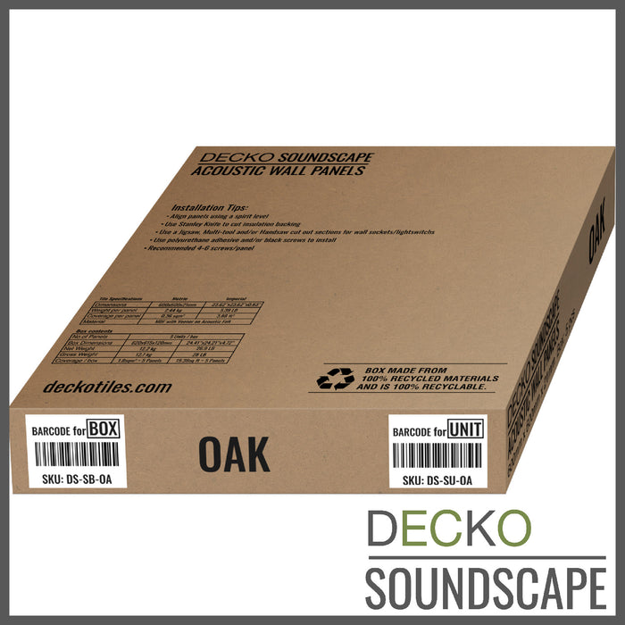 Acoustic Sound Dampening Wall Panels - OAK Square - box of 5 panels (600x600mm) 1.8 m² coverage | DECKO SOUNDSCAPE