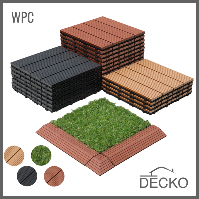 Deck Tiles - Premium WPC Interlocking | DECKO (300x 300x20 mm tile) - select colour - (One Piece)