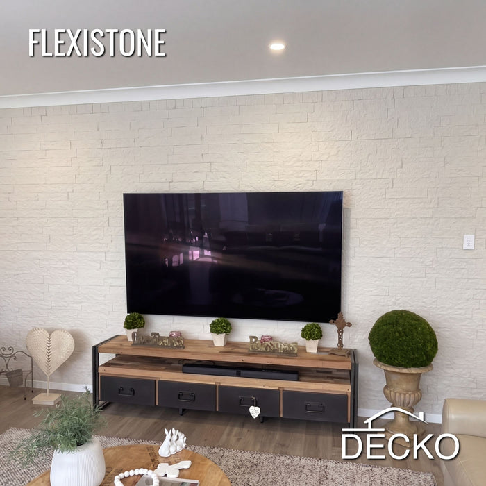 Flexible 3D Stone Wall Panels - BRICO NATURALE - Box of 12 Interlocking Peel-and-Stick Panels 1.08m² coverage | DECKO Flexistone