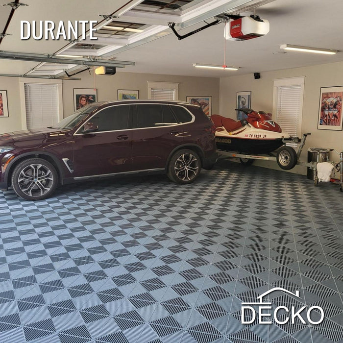 Garage Tile - WHITE - Interlocking PP Flooring - High End Polypropylene | 100% Recyclable | DECKO DURANTE (400x400x18 mm tile)