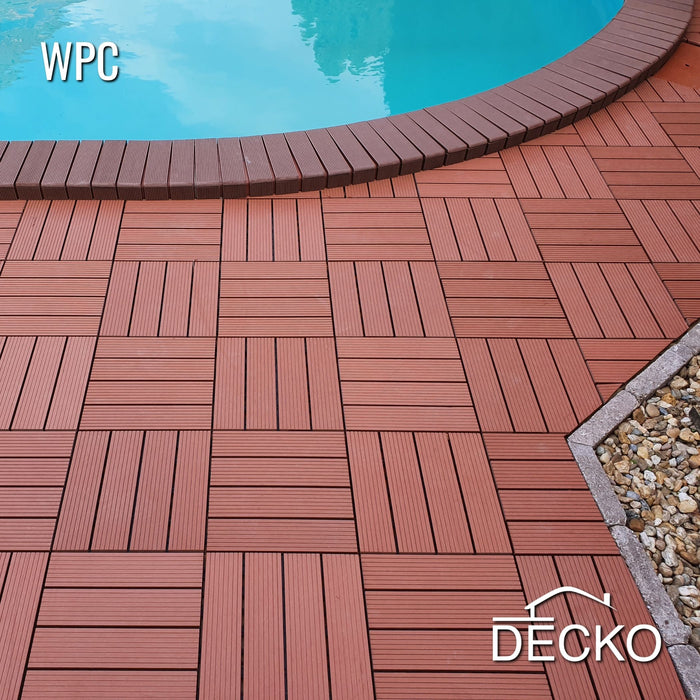 Deck Tiles - Premium WPC Interlocking - BROWN | DECKO (300x300x20 mm tile) - (One Piece)
